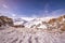 Landscape with Milky way galaxy. Moonrise in Spiti