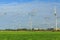 landscape with modern windturbines for the sustainable production of electricity