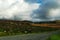 Landscape of moorland in Snowdonia, north Wales.  Heather and gorse fields set against a dramatic sky.