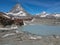 Landscape with mount Matterhorn at Trockener Steg over Zermatt in the Swiss alps