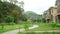 Landscape, mountain and forest on a overcast day