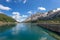Landscape of a mountain lake/ Fedaia lake/ Dolomites/ Italy