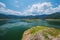 Landscape mountain and river of Khun Dan Prakarn Chon Dam in Nakhon Nayok, Thailand