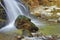 Landscape. Mountain river. Waterfall Lotrisor - Cozia National Park, landmark attraction in Romania