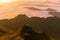 Landscape of the mountain and sea of mist in winter sunrise view from top of Doi Pha Tang mountain , Chiang Rai,