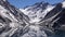 Landscape of mountain snow and lagoon in Santiago, Chile