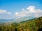 Landscape mountain view name thai : Doi Sakad at PUA,NAN,Thailand.Landmark green environment outdoor on blue sky.Beautiful forest