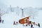 Landscape and Mountain view of Nozawa Onsen in winter , Nagano, Japan