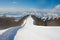 Landscape and Mountain view of Nozawa Onsen in winter , Nagano, Japan