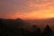 Landscape of mountain view and tree with sunrise light in morning at Phu Lang Ka resort viewpoint Phayao, Thailand.