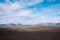 Landscape with mountain views and incredibly blue sky in iceland