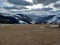 Landscape of mountains with bkue sky