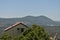 Landscape of mountains and a building in the mystical city of Tzfat Israel