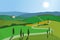 Landscape with mountains and hills. Tuscany, outdoor recreation background.