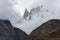 Landscape of mountains in the morning with fog and cloudy environment in the morning, and summit of Lady` finger mountain peak