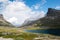 Landscape with mountains and mountain lake near Trollstigen, Norway