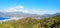 Landscape of mountains, seas and cities in the distance, travel