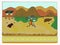 A landscape of mountains trees muds green grass rocks and road somewhere in this world art vector illustration photo