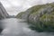 Landscape of  narrow fjord , Trollfjord, Norway