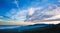 Landscape nature background, clouds in evening sky