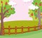 Landscape nature clouds fruits trees wooden fence