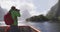 Landscape nature travel photographer tourist taking photo of Milford Sound and Mitre Peak in Fiordland National Park