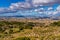 Landscape near Bacor Olivar at Embalse de Negratin reservoir lake in Spain