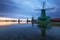 Landscape of Netherlands windmills at night