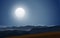 Landscape night time with mountain,full moon,mist and star.