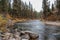 Landscape of north fork of Boise river in Idaho in the fall