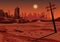 Landscape after a nuclear war or an environmental disaster, vector illustration.