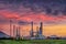 Landscape of Oil Refinery Plant and Manufacturing Petrochemical Process Building, Industry of Power Energy and Chemical Petroleum