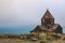 landscape old Armenian old monastery and beautiful blue lake