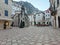 Landscape of the old town of Kotor on a gloomy rainy day in Montenegro