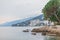 landscape of opatija city at adriatic sea beach