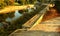 A landscape of the ornamental battlement and trench at vellore fort