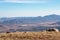 Landscape overlooking Mojave desert and mountains from Volcan Mountain Preserve view point in Julian, california