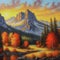 Landscape Painting: Majestic Mountain and River in Autumn