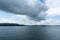 Landscape of Panama Canal on a cloudy day.