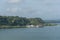 Landscape of Panama Canal on a cloudy day.