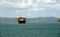 Landscape of Panama Canal, view from the transiting cargo ship.