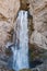 Landscape panorama caucasus mountain with autumn hills waterfall