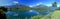 Landscape Panorama of Columbia River with Big Eddy at Revelstoke with Monashee Mountains, British Columbia, Canada