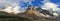 Landscape Panorama of Evening Light on North Glacier and Mount Andromeda at Sunwapta Pass, Jasper National Park, Alberta, Canada