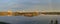 Landscape Panorama of Frame Lake with Rainbow over Yellowknife Skyline, Northwest Territories, Canada