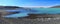 Landscape Panorama of Glacial Hrauneyjalon Lake with Mount Hekla Volcano, Interior Highlands Desert, Central Iceland