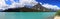 Landscape Panorama of Glacial Waterfowl Lake with Mount Chephren, Canadian Rocky Mountains, Banff National Park, Alberta