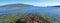 Landscape Panorama of Hornby Island from Denman, British Columbia, Canada