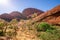 Landscape panorama from the Karu lookout in the Olgas in outback Australia