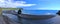 Landscape Panorama of Reynisfjara Beach and Reynisdrangar Seastacks from Dyrholaey, South Coast of Iceland